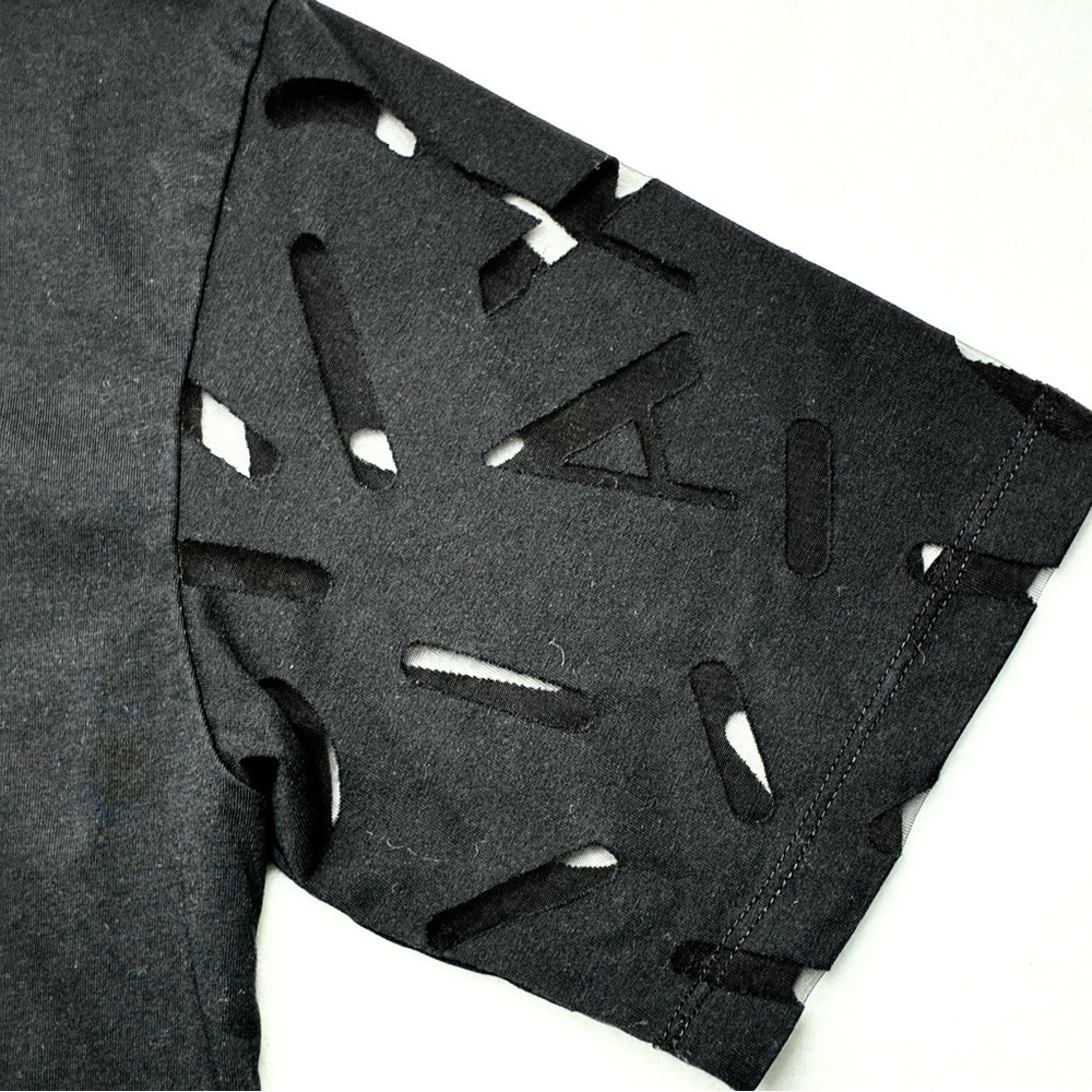 Armani Exchange Women’s Laser Cut Logo T-shirt Black Small Cropped Short Sleeve